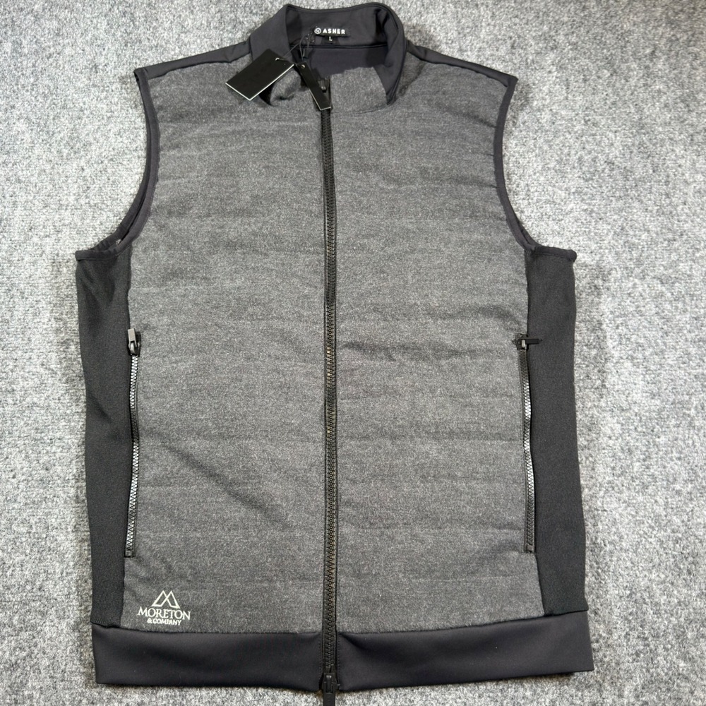 Asher Golf Tech Vest-Performance Men's Large Gray Black Lightweight NEW